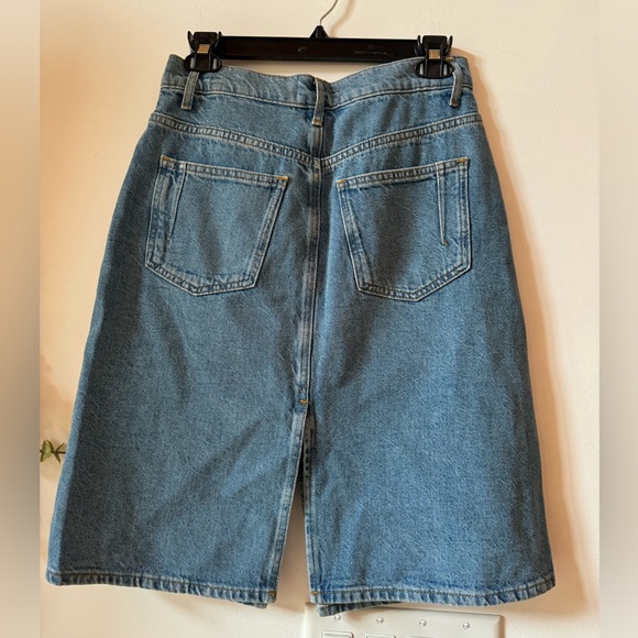 Derek Lam 10 Crosby denim skirt vintage med wash blue front back slit sz 28 NWT - Picture 5 of 6